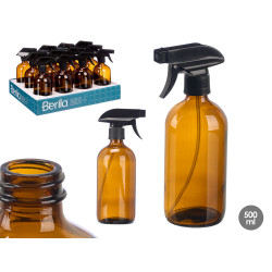 PULVERIZADOR EM VIDRO REDONDO CASTANHO 500ML