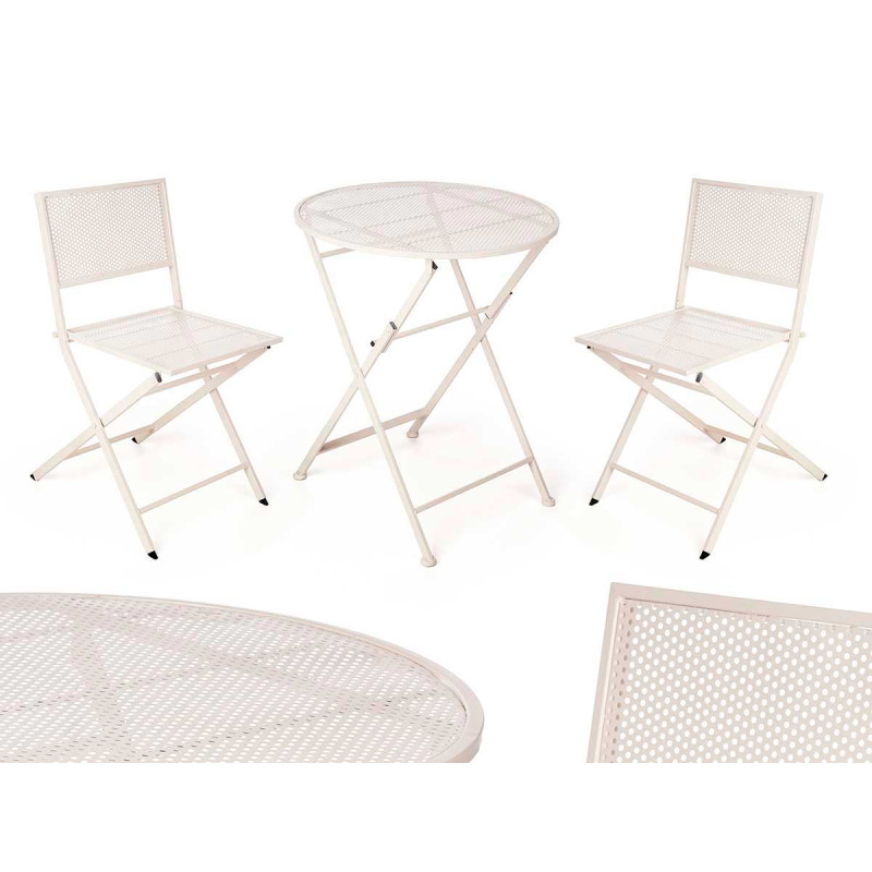 SET TAVOLO E 2 SEDIE BIANCO ROTONDO 