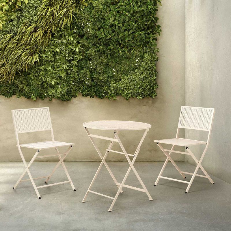 SET MESA Y 2 SILLAS BLANCO ROTO