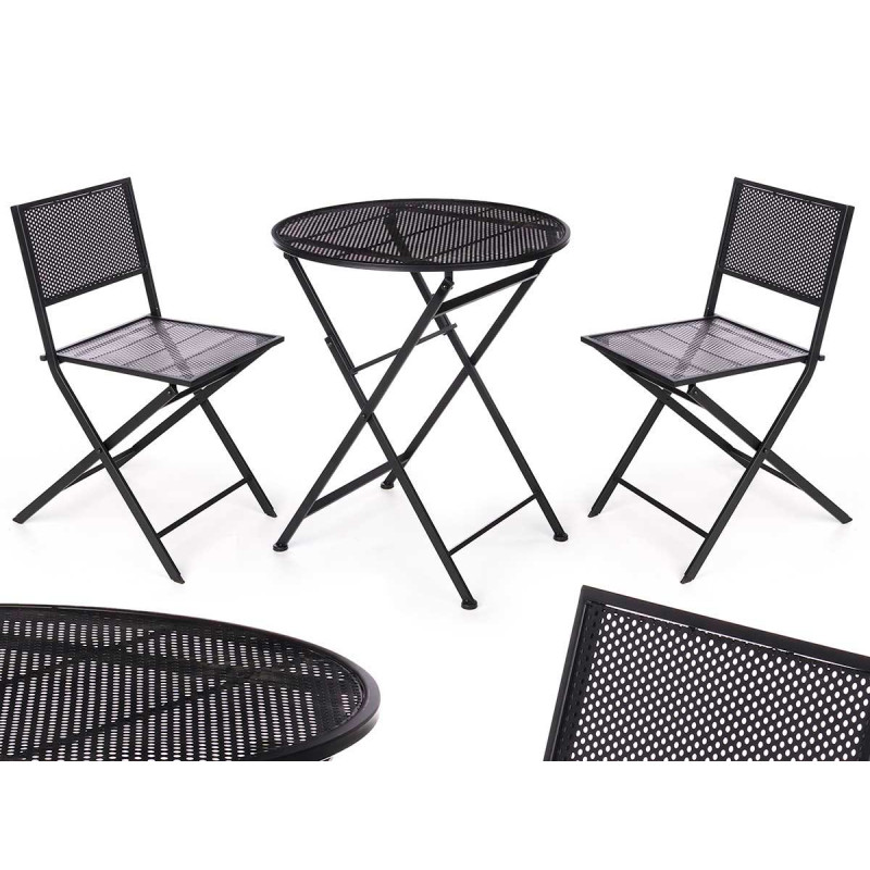 SET TABLE AND 2 CHAIRS BLACK