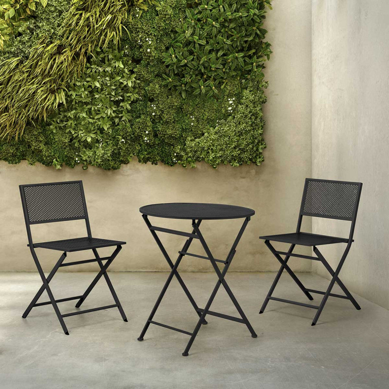 SET MESA Y 2 SILLAS NEGRO