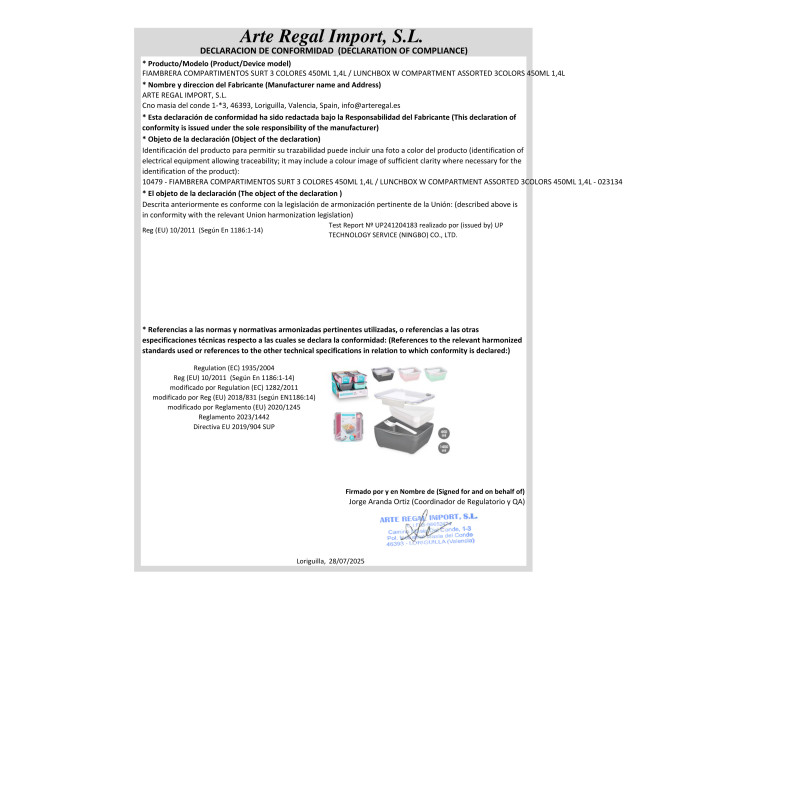 RECIPIENTE COM DIVISORIAS SORT 3 COR 450ML 1,4L