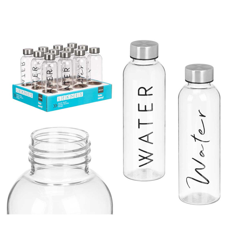 BOTTLE WATER BLACK TRANSPARENT 500ML ASRT 2