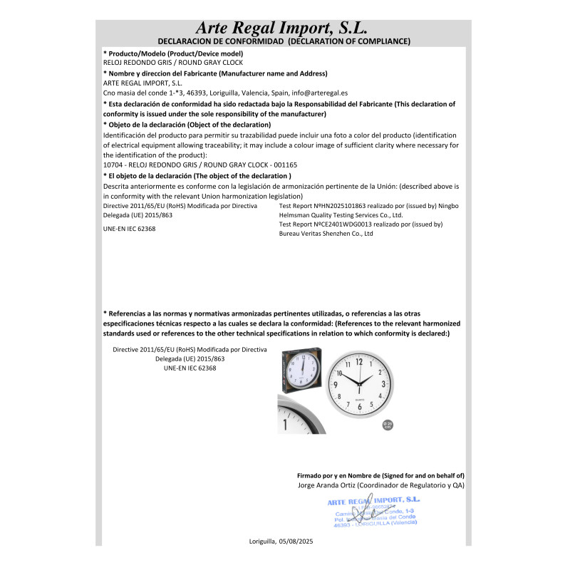 ROUND GRAY CLOCK