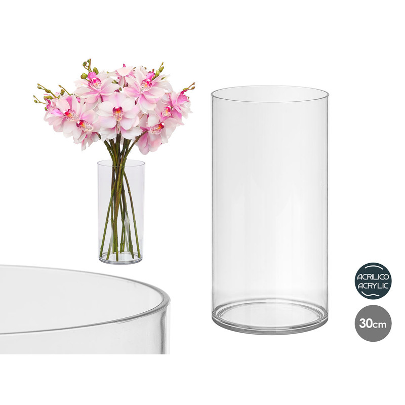CYLINDRICAL ACRYLIC VASE 15X30CM 