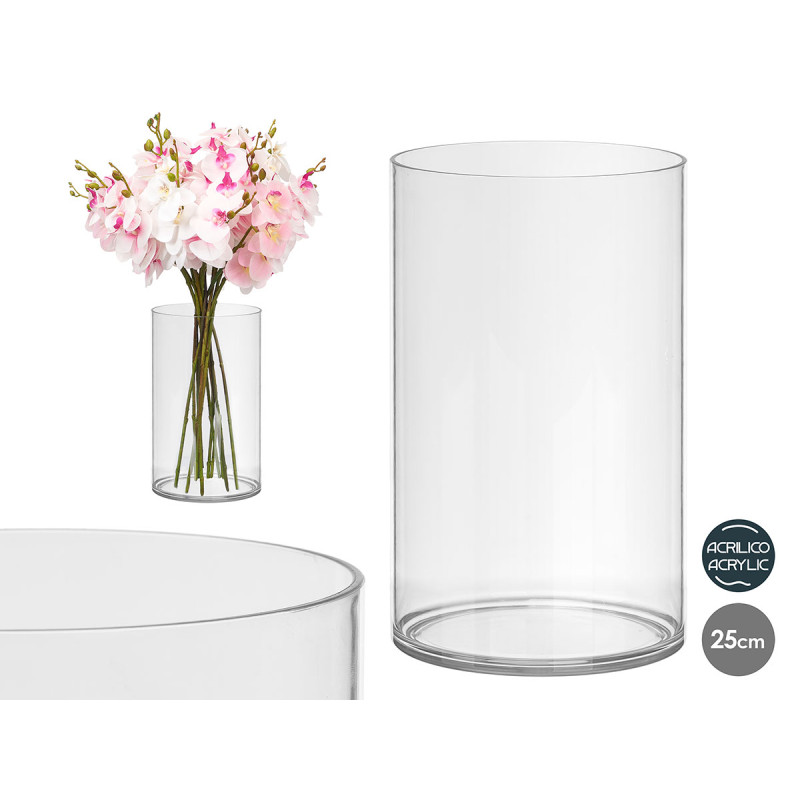 CYLINDRICAL ACRYLIC APARENZA VASE 15X25CM 