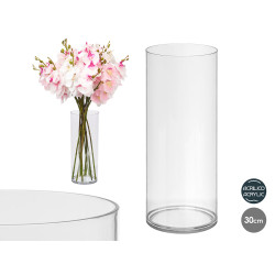 CYLINDRICAL ACRYLIC VASE 12X30CM 