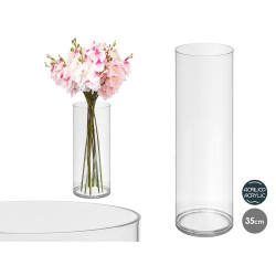 CYLINDRICAL ACRYLIC VASE 15X35CM