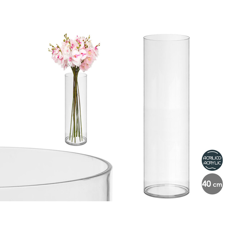 CYLINDRICAL ACRYLIC APARENZA VASE 12X40CM