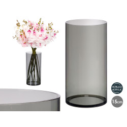 CYLINDRICAL ACRYLIC VASE BLACK 15X30CM