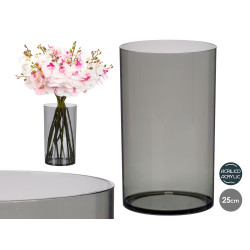 CYLINDRICAL ACRYLIC VASE BLACK 15X25CM