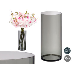 CYLINDRICAL ACRYLIC VASE BLACK 15X35CM