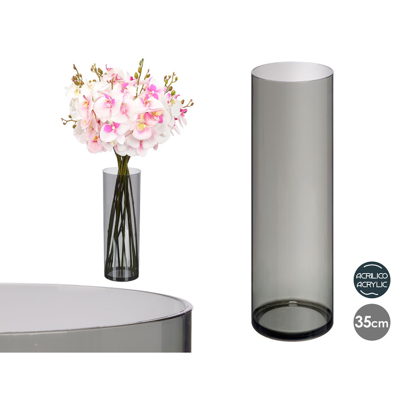 CYLINDRICAL ACRYLIC APARENZA VASE BLACK 12X35CM