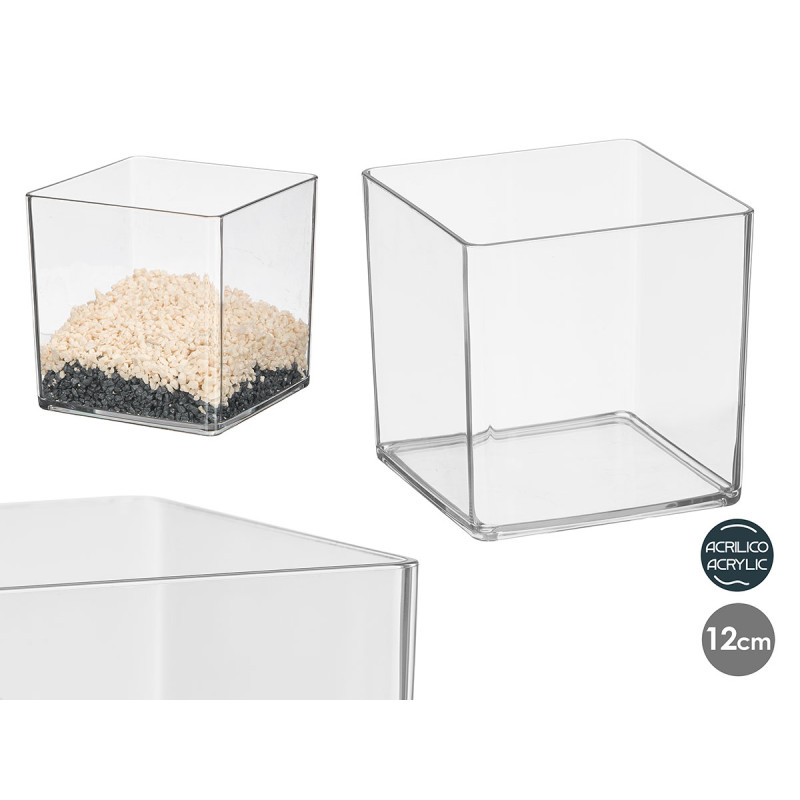 SQUARED ACRYLIC VASE 12X12CM