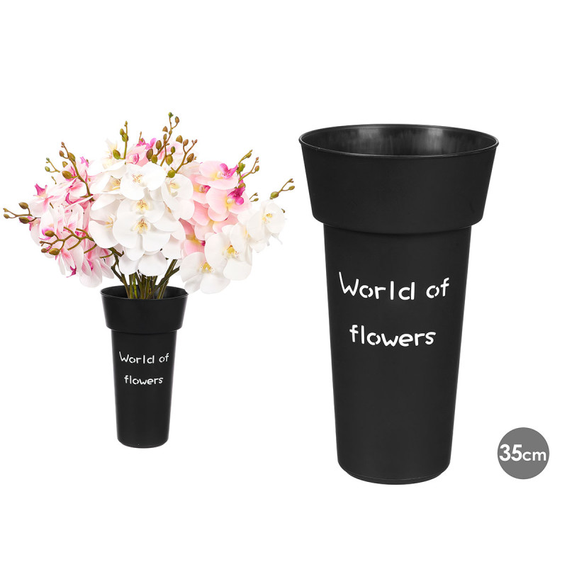 FLOWER VASE BLACK 35CM