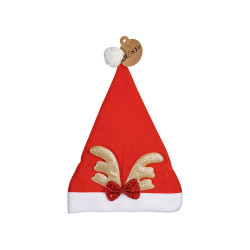 CAPPELLO BABBO NATALE CORNA DI RENNA GRANDE ORO