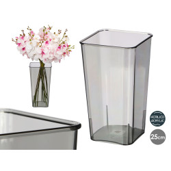 SQUARED ACRYLIC APARENZA VASE GREY 24,5CM