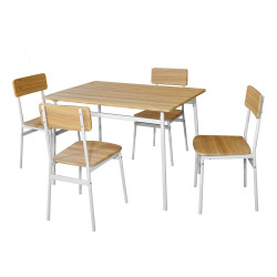 SET TABLE 4 CHAISES PIEDS BLANCS