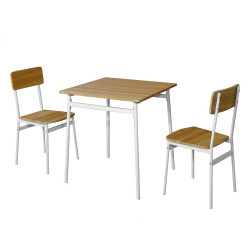 SET TAVOLO 70X70CM 2 SEDIE GAMBE BIANCHE