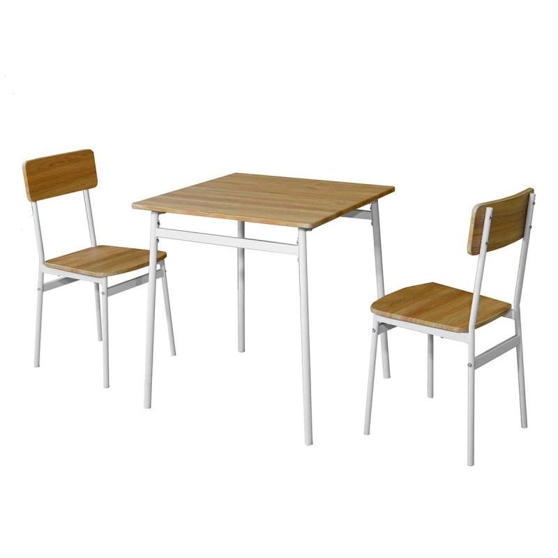 SET MESA 70X70CM 2 SILLAS PATAS BLANCAS