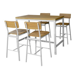SET TABLE 4 TABOURETS PIEDS BLANCS