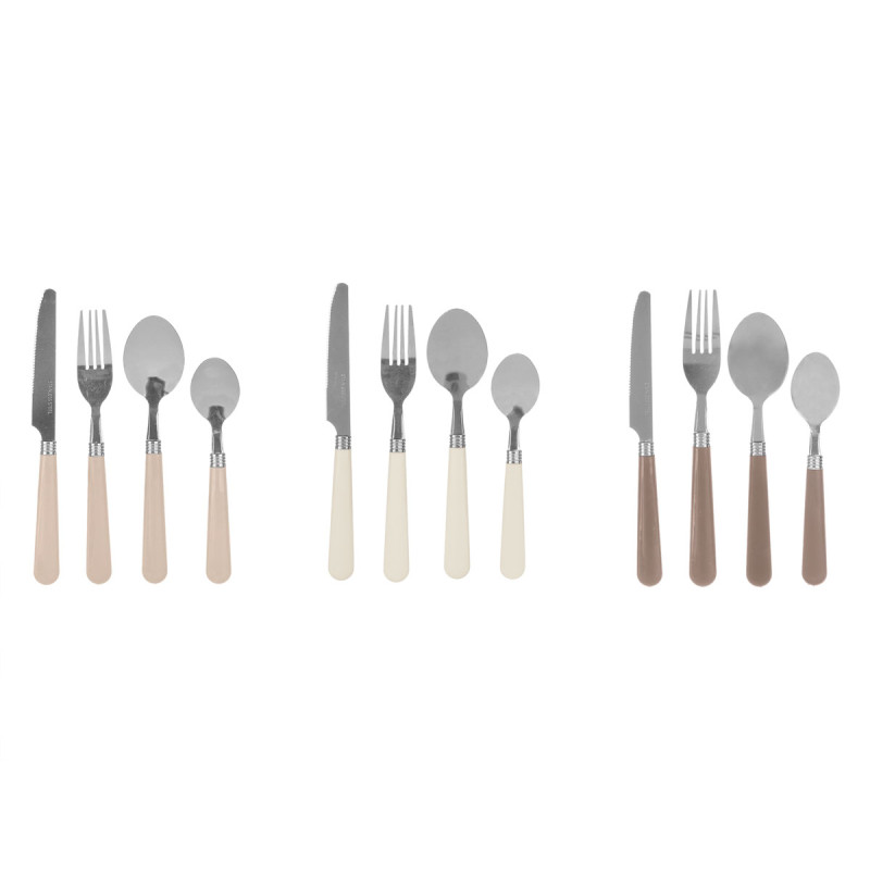 SET 4 CUBIERTOS SURT 3 COLORES TIERRA