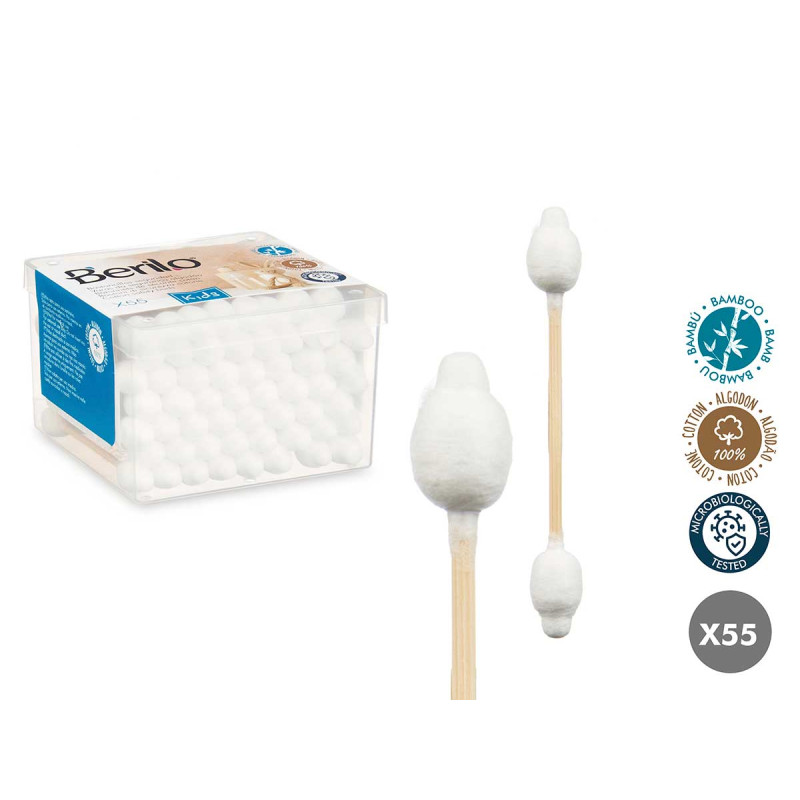 BOX OF 55 BABY BAMBOO EAR SWABS