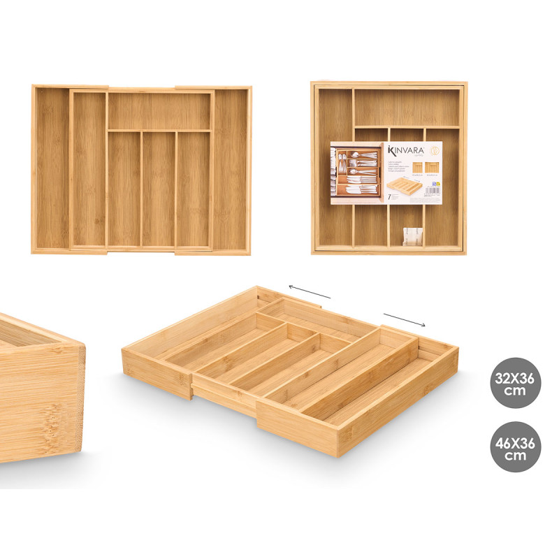 PORTAPOSATE BAMBU 7 SCOMPARTI PIEGHEVOLE
