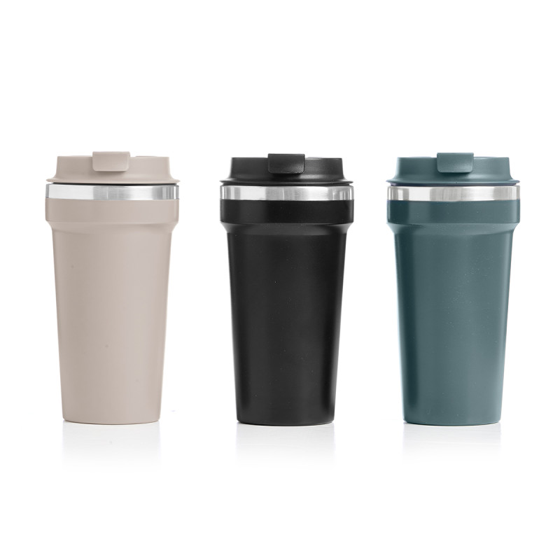 THERMAL MUG WITH LID 450ML ASSORTED3 DARK COLOURS 