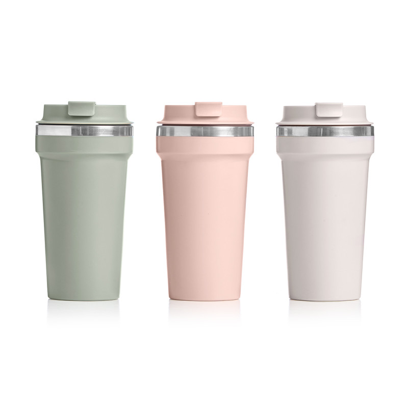 THERMAL MUG WITH LID 450ML ASSORTED3 LIGHT COLOURS