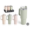 THERMAL MUG 1200ML HANDLE AND STRAW 3 LIGHT COL  