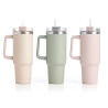 THERMAL MUG 1200ML HANDLE AND STRAW 3 LIGHT COL  