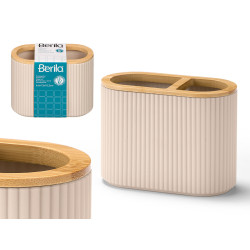 PORTACEPILLOS RAYAS DOBLE BAMBU BEIGE
