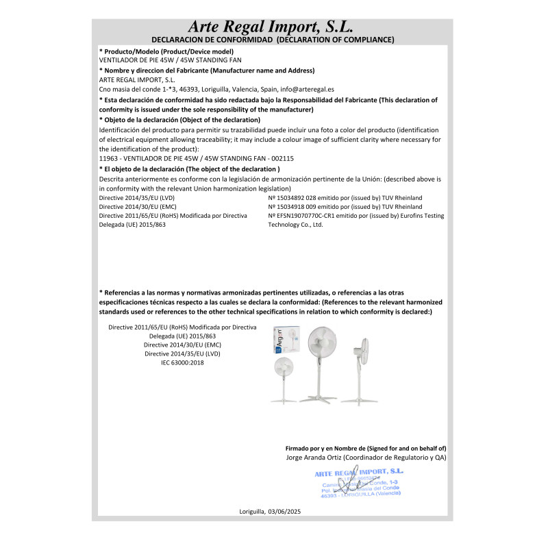 VENTILATEUR DE PIED 45W