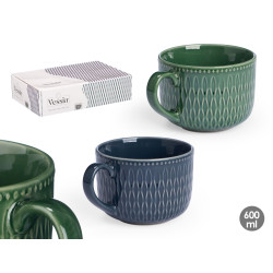 BREAKFAST MUG ASSORTED 2 DARK COLOURS 600ML