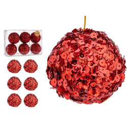 PALLINA NATALIZIA LUSTRINI ROSSO 10CM