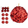 SET 6 BOLAS NAVIDAD LENTEJUELAS ROJO 10CM