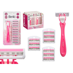 RASOIO ROSA CON 10 LAME DI RICAMBIO 3 LAMETTE