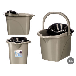 SECCHIO PULIZIA 15L NERO GRIGIO
