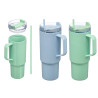 STRAW HANDLE GLASS 1200ML ASSORTMENT 2 BLUE GREEN