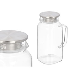 BROCCA ROTONDA BOROSILICATO COPERCHIO ACCIAIO 1,2L