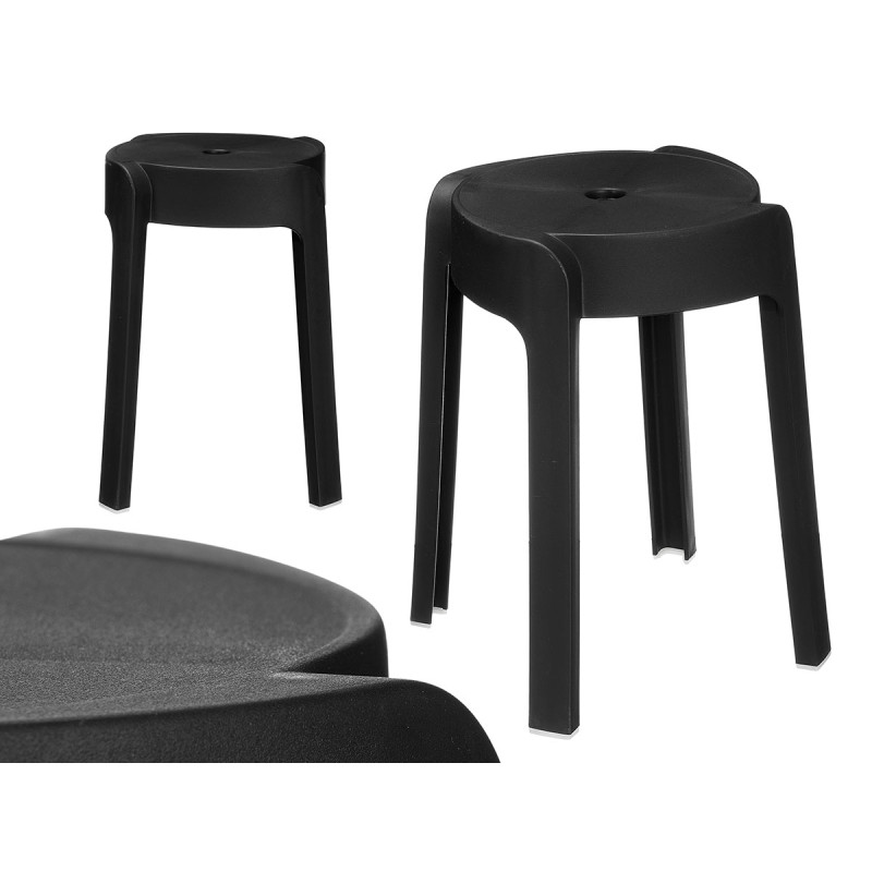 TABURETE PLASTICO REDONDO NEGRO