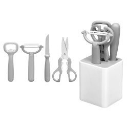 CONJUNTO 5PCS UTENSILIOS COZINHA CINZENTOS