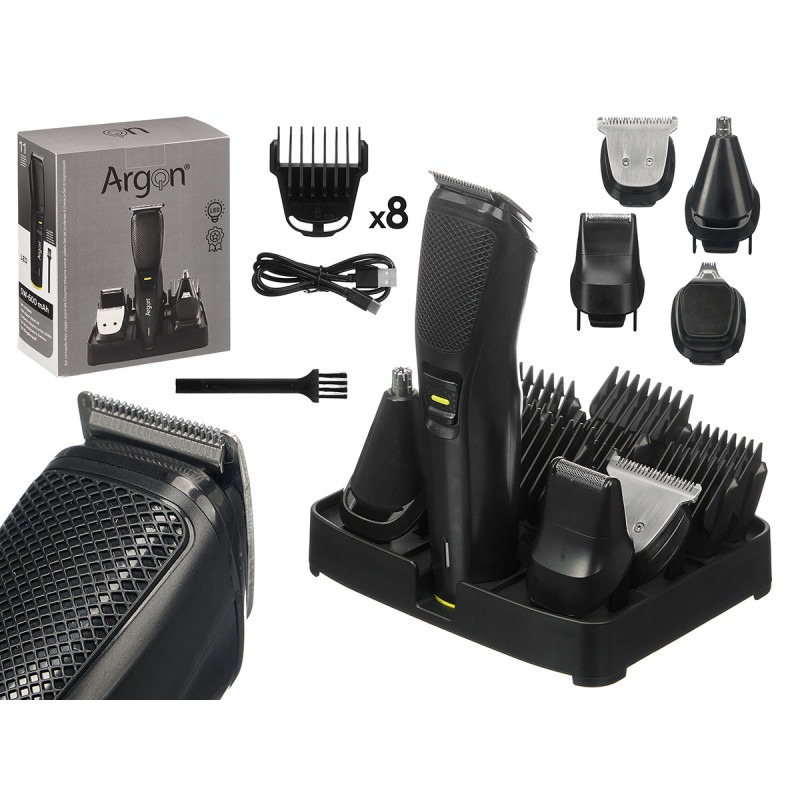 SET TAGLIACAPELLI 12 ACC SUPPORTO NERO 600MAH USB