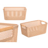 PANIER PLASTIQUE BEIGE ANSE BAMBOU 36X22CM