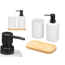 SET DOSIFICADOR VASO BASE BAMBU BLANCO