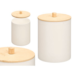 WHITE BAMBOO LID PLASTIC CANISTER