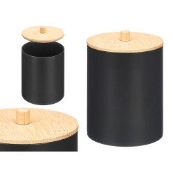 BLACK BAMBOO LID PLASTIC CANISTER