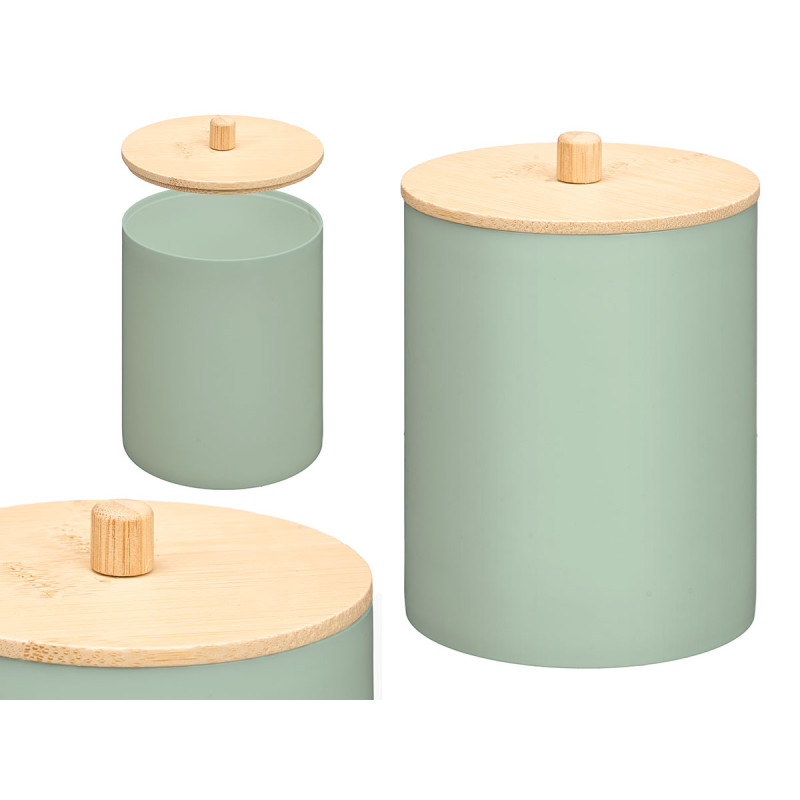 BOTE PLASTICO TAPA BAMBU MENTA