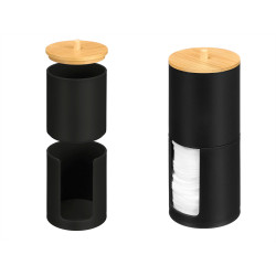 BLACK BAMBOO DOUBLE LID PLASTIC CANISTER